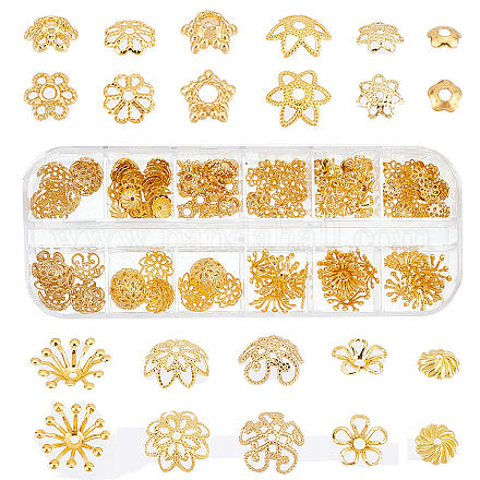 Sunnyclue 240 pièces 12 capuchons de perles en laiton de style KK-SC0003-35-1