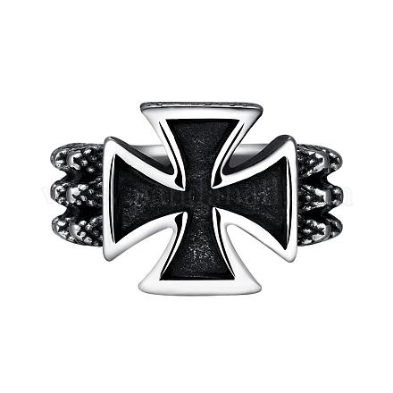 Fashion 316L Surgical Stainless Steel Cross Rings for Men RJEW-BB03851-8-1