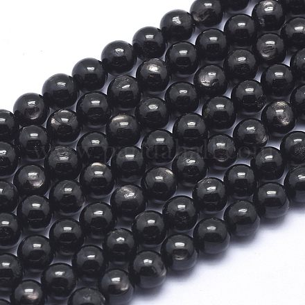 Brins naturels de perles d'hypersthène G-M304-12-6mm-1