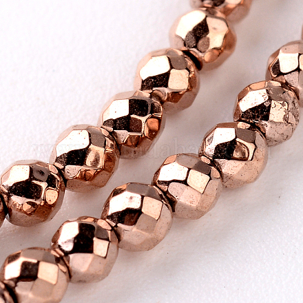 Faceted Round Electroplate Non-magnetic Synthetic Hematite Bead Strands G-L426-01B-2mm-1
