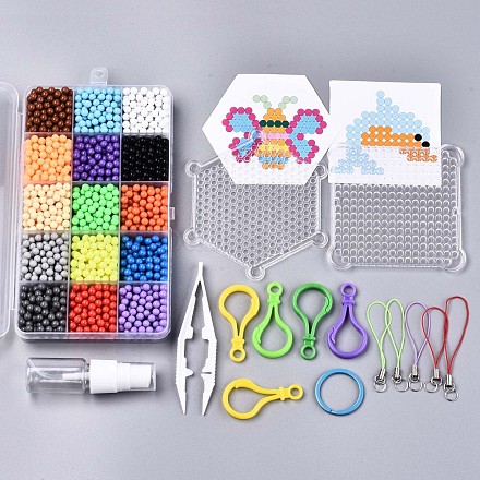 15 couleurs 2250pcs kits de perles de fusible à eau rondes pour enfants DIY-N002-011-1
