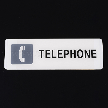 樹脂通知サイン  電話を許可する  長方形  ホワイト  18x6x0.2cm AJEW-K015-D01-1