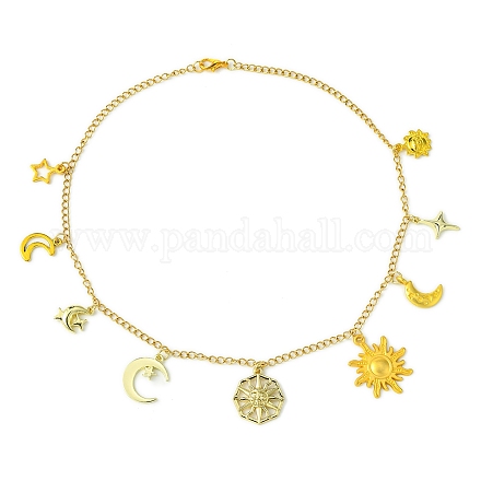 Звезда луна солнце 304 нержавеющая сталь кабель цепи ожерелья NJEW-FS00008-1