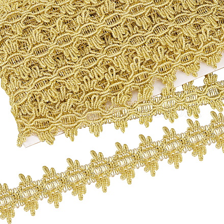 細線細工の段ボールレースリボン  衣料品用  花柄  ゴールド  1-1/4インチ（32mm）  20ヤード/カード OCOR-WH0080-66A-1