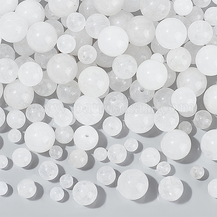 4 нитка 4 стиля круглых бусин из натурального белого нефрита G-NB0005-12-1