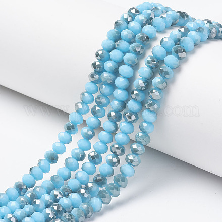 Electroplate Opaque Glass Beads Strands EGLA-A034-P8mm-E02-1