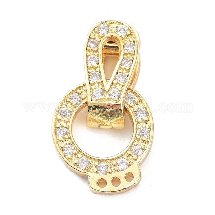 Brass Micro Pave Clear Cubic Zirconia Fold Over Clasps ZIRC-P085-01G-1