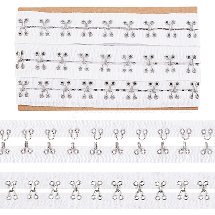 コットンフックとアイテープ  服飾材料  裁縫工芸品の飾り  鉄のフックと目で  ホワイト  25x4.5mm  約3ヤード（2.74m）/カード DIY-WH0308-119B-1