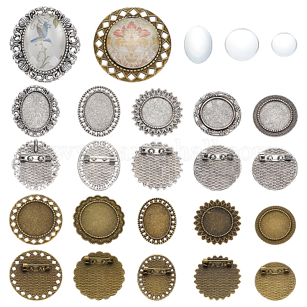 10 шт. винтажная тибетская брошь из сплава с кабошонами FIND-ME0002-18-1