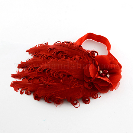 Niedlich elastischen Babystirnbänder gefärbt Feder Haarschmuck OHAR-Q002-03G-1