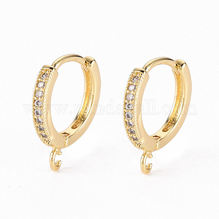 Brass Micro Pave Clear Cubic Zirconia Hoop Earring Findings X-ZIRC-S068-009A-NF-1