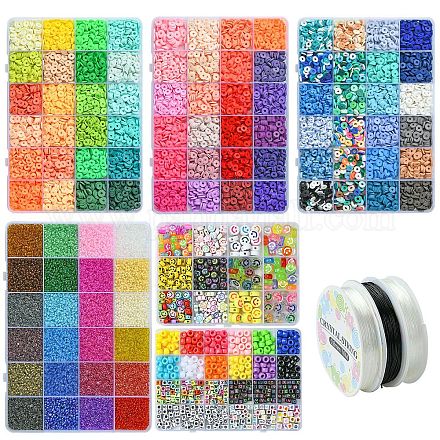 Наборы для изготовления браслетов из полимерной глины и стеклянных бусин своими руками DIY-YW0011-15-1