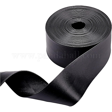 BENECREAT 5m Long Imitation Leather Strap 40mm Wide Foldover Leather Belt Strips for DIY Arts & Craft Projects (Black) OCOR-WH0065-19A-01-1