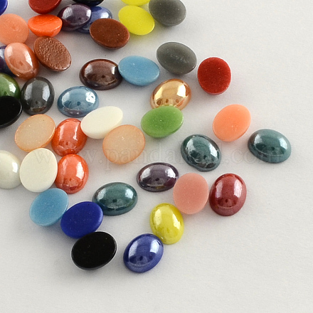 Pearlized Plated Opaque Glass Cabochons PORC-S804-4x6-M-1