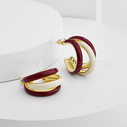 Латунные серьги-гвоздики в форме буквы С EJEW-A121-16G-1