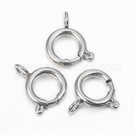 304 Stainless Steel Smooth Surface Spring Ring Clasps STAS-H396-D-02P-1