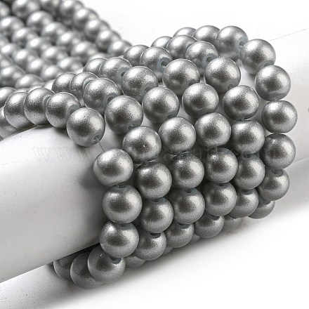 Chapelets de perles rondes en verre peint par pulvérisation X-DGLA-Q015-8mm-17-1