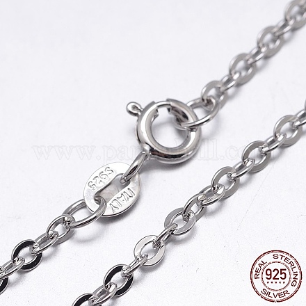 Rhodium Plated 925 Sterling Silver Cable Chains Necklaces NJEW-M157-25C-16-1