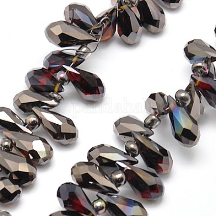 Chapelets de perles en verre électroplaqué EGLA-A001-6x12mm-H28-1