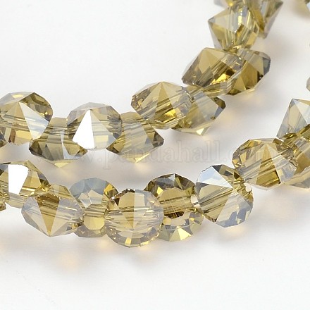 Nacrés chapelets de perles plaqué forme de diamant de verre EGLA-J100-PL05-1