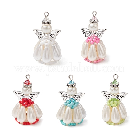 Подвески из перламутрового стекла с бусинами из жемчуга PALLOY-MZ00487-1