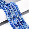 Dyed Natural White Jade Beads Strands, Round, Faceted, Blue, 5.5~6.2mm, Hole: 1mm, about 65~66pcs/strand, 14.76~15.16''(37.5~38.5cm)