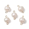 Natural Cultured Freshwater Pearl Connector Charms, Potato Links, with Brass Loops, Golden, 15x9x9.5mm, Hole: 1.6~1.8mm