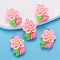 Resin Pendants, Rose, with Platinum Tone Loop, Hot Pink, 30x20mm