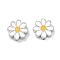 Brass Enamel Beads, Sunflower, Long-Lasting Plated, Cadmium Free & Lead Free, Rack Plating, Platinum, 10x3.5mm, Hole: 1.2mm