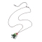 Glass Beaded Star Christmas Tree Pendant 304 Stainless Steel Cable Chain Necklaces, Green, Stainless Steel Color, 16.30 inch(41.4cm)