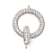 Brass Cubic Zirconia Fold Over Clasps, Ring, Platinum, 23mm