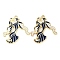 Rack Plating Alloy Enamel Pendants, Golden, Fish Charm, Prussian Blue, 32.5x28.5x1.5mm, Hole: 1.8mm