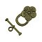 Tibetan Style Flower Toggle Clasps, Cadmium Free & Nickel Free & Lead Free, Antique Bronze, Flower: 22x14x6mm, Hole: 2mm, Bar: 20x7x3mm, Hole: 2mm, about 340sets/1000g
