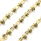 Glass Link Chains, with Brass Chains, Long-Lasting Plated, Lead Free & Cadmium Free, Rack Plating, Real 18K Gold Plated, Soldered, with Spool, Gray, 5.5x3x0.5mm