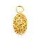 Hollow Brass Pendants, Oval Charms, with Jump Ring, Rack Plating, Long-Lasting Plated, Lead Free & Cadmium Free, Real 18K Gold Plated, 30x14.5mm, Hole: 6mm