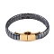 Ion Plating(IP) Synthetic Non-Magnetic Hematite Beaded Bracelets for Men, with 304 Stainless Steel Clasps, Golden, Inner Diameter: 2-1/2 inch(6.4cm), 10mm