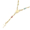Unisex 304 Stainless Steel Rosary Bead Necklaces, with Enamel, Cross, Oval with Virgin Mary, Golden, 19.13 inch(48.6cm)