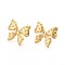 304 Stainless Steel Stud Earrings for Women, Bowknot, Ion Plating(IP), Real 14K Gold Plated, 25x27mm