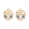 Rack Plating Alloy Enamel Pendants, Cadmium Free & Nickel Free & Lead Free, Light Gold, Bowknot Flower with Word Happy Holidays, Medium Slate Blue, 34x26x2mm, Hole: 1.8mm