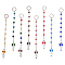 Colorful Electroplate Glass Beaded Keychain, with Glass Charms and 304 Stainless Steel Findings, Bullet, Mixed Color, 26cm, 8pcs/set, 1 set/box