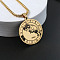 Flat Round with Constellation 201 Stainless Steel Pendant Necklaces, Golden, Aries, 23.62 inch(60cm)