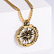 Fashionable Hip-hop Style 304 Stainless Steel Sun Compass Pendant Necklaces Men's Jewelry, Golden