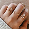 8Pcs Alloy with Crystal Rhinestone Finger Rings, Moon/Star, Golden, Inner Diameter: 16~19mm