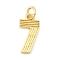 Brass Pendants, Number 7 Charms, Long-Lasting Plated, Lead Free & Cadmium Free, Rack Plating, with Jump Ring, Real 18K Gold Plated, 15x7x1.5mm, Hole: 3.5mm