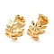 Brass Hoop Earrings, Real 18K Gold Plated, Leaf, 13x7mm