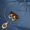 Retro Geometirc Alloy Hollow Pendant Necklace & Stud Earring, Golden, Oval, 35x25mm & 410mm