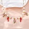 Brass Micro Pave Clear Cubic Zirconia Beaded Necklaces, with ABS Imitation Pearl Beads and Enamel, Cadmium Free & Lead Free, Long-Lasting Plated, Rack Plating, Flower, 16.77 inch(42.6cm)