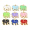 Rack Plating Brass Enamel Pendants, Long-Lasting Plated, Lead Free & Cadmium Free, Real 18K Gold Plated, Elephant Charm, Mixed Color, 16x18x2mm, Hole: 1.5mm