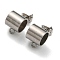 Non-Tarnish 201 Stainless Steel Stud Earring Findings, with 304 Stainless Steel Pin & Horizontal Loops & Friction Ear Nuts, Column Tube, Stainless Steel Color, 10.8x8x8mm, Hole: 1.6mm, Inner Diameter: 6.8mm, Pin: 0.8mm