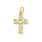 Brass Micro Pave Clear Cubic Zirconia Pendants, Cross with Heart Charms, Real 16K Gold Plated, 15x9.5x2mm, Jump Ring: 5x0.8mm, Inner Diameter: 3.5mm